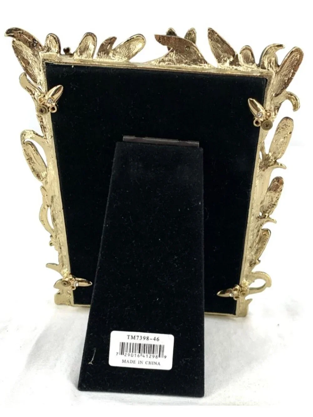 Folio Picture Photo Frame Enamel Crystal Dragonfly Cattail Floral Fauna 4x6”